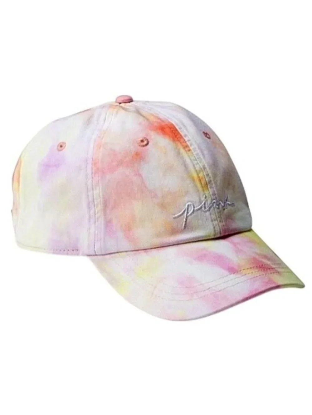Victoria's Secret PINK White Multi/Tie Dye Baseball Hat One Size New With Tags - Picture 1 of 13